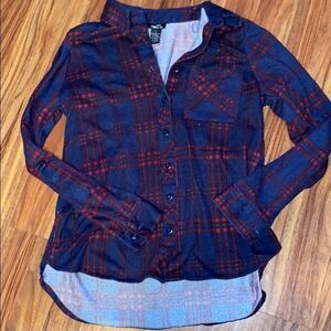 Rue21 Button Up Top Blue and Red Plaid Womens Size Small